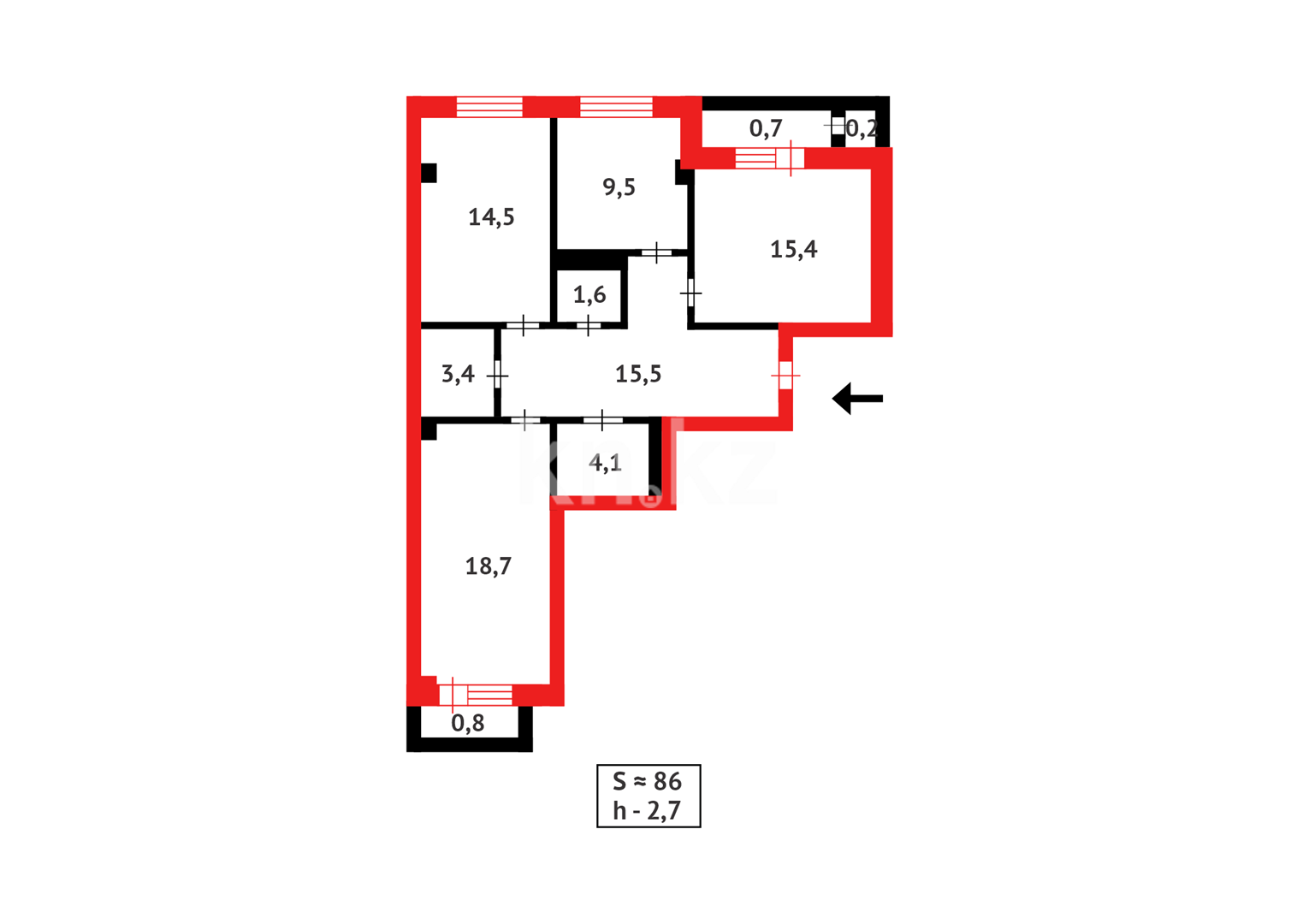 Продажа 3-комнатной квартиры, 85 м², ул. Байтурсынова в Астане - фото 15