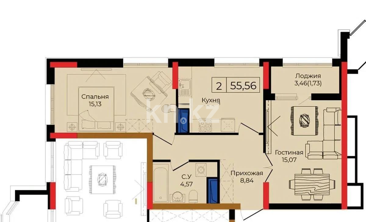 Продажа 2-комнатной квартиры, 57 м² - Продажа квартир в Астане - страница 3 фото 1 из 1