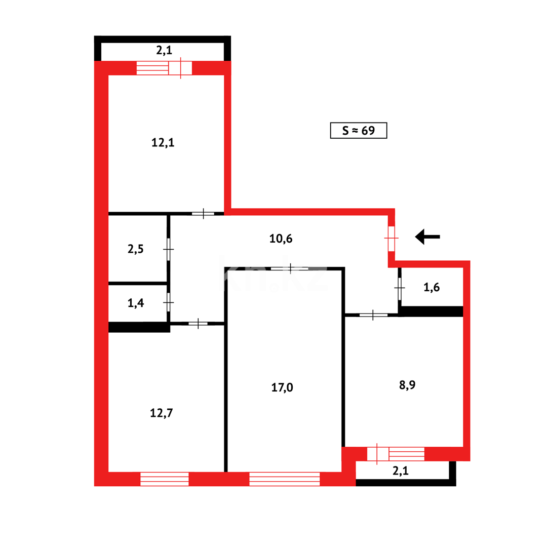 Продажа 3-комнатной квартиры, 68 м² - Продажа квартир в панельном доме в Казахстане - страница 251 фото 10 из 10
