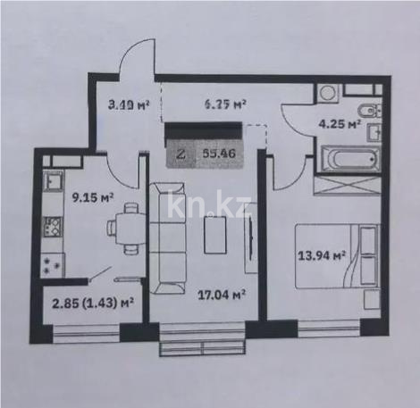 Продажа 2-комнатной квартиры, 55.46 м² - Недвижимость в Казахстане - страница 12 фото 5 из 5