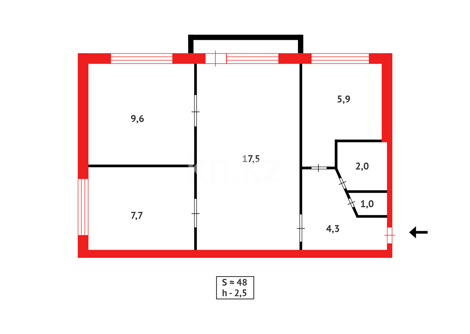 Продажа 3-комнатной квартиры, 47 м² в Караганде - фото 20