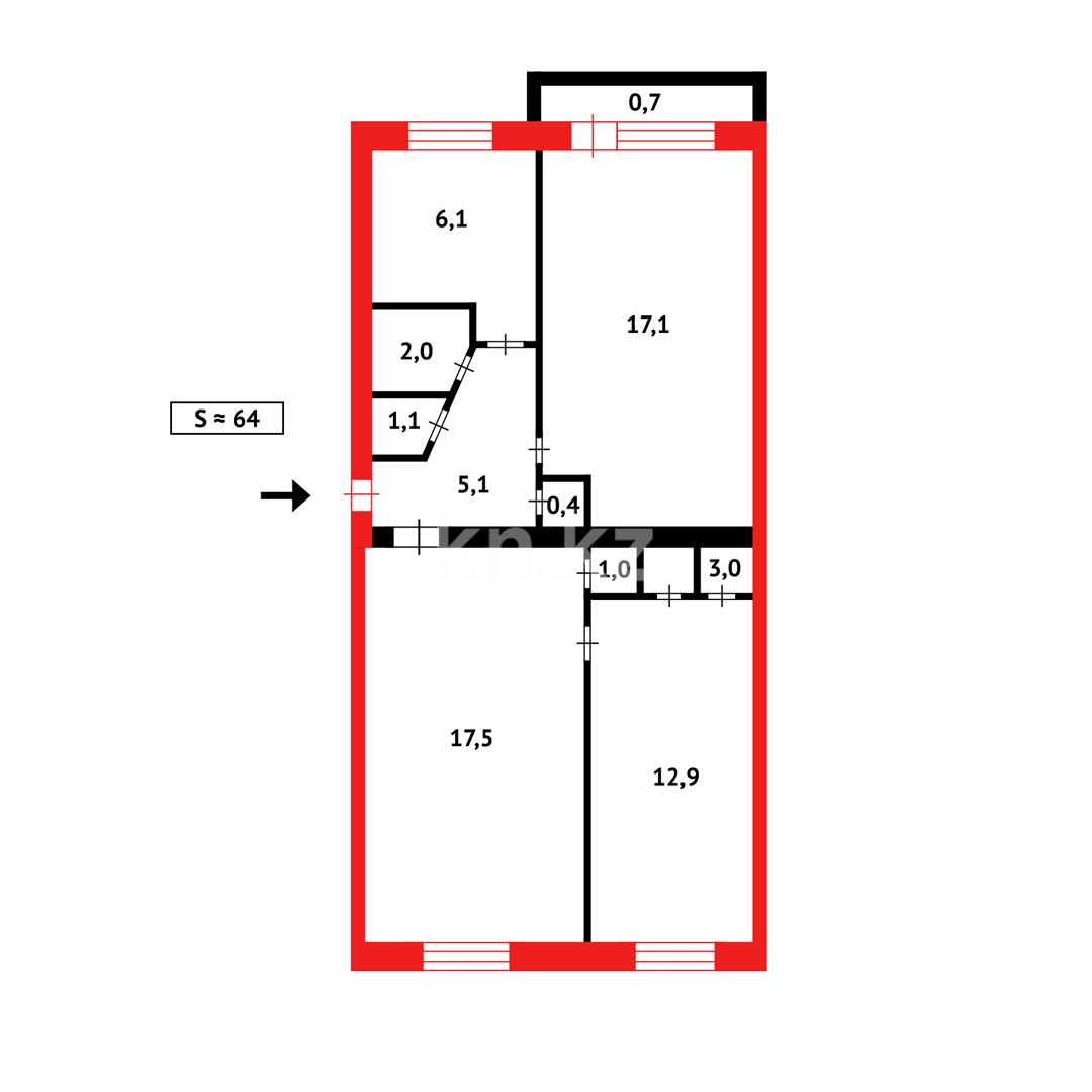 Продажа 3-комнатной квартиры, 63 м² - Продажа трехкомнатных квартир в Темиртау - страница 17 фото 19 из 19