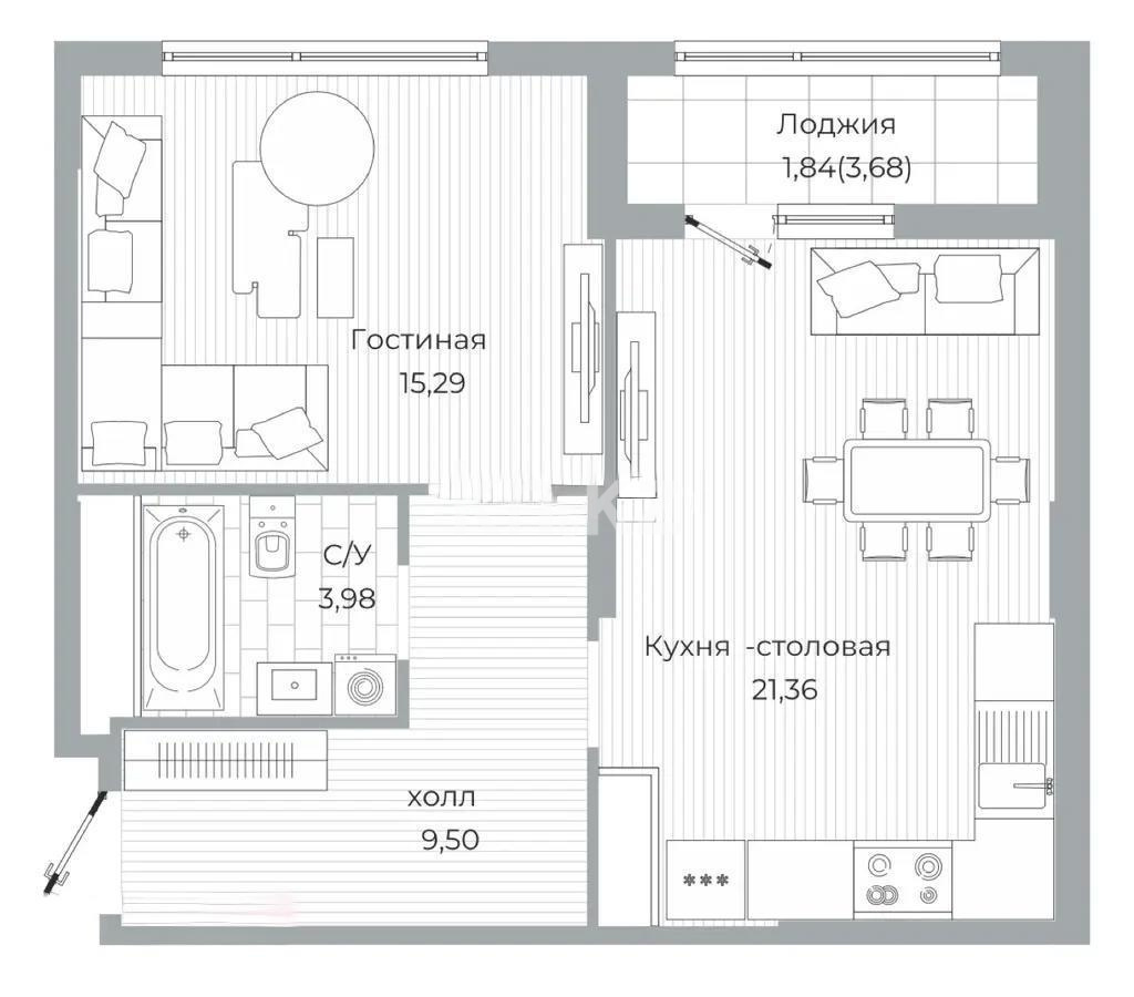 Продажа 2-комнатной квартиры, 52 м², пр. Туран, дом  39 стр - Продажа квартир в новостройках Астаны фото 1 из 1