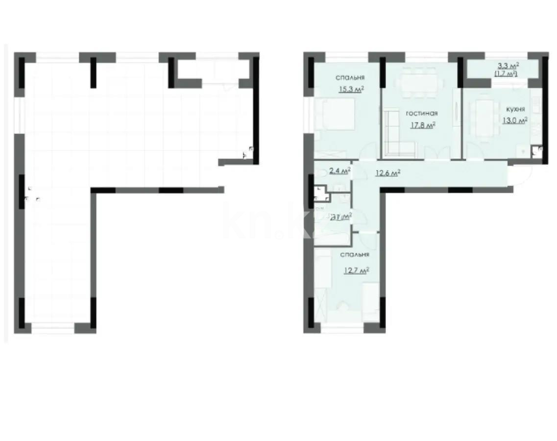 Продажа 3-комнатной квартиры, 84 м², ул. Ашимова, дом  7/1 - Продажа  трехкомнатных квартир в Караганде фото 3 из 3