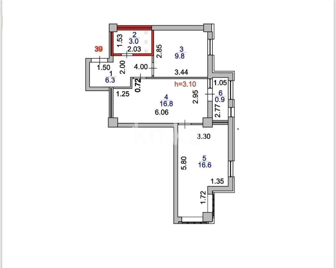 Продажа 2-комнатной квартиры, 54 м² в Астане