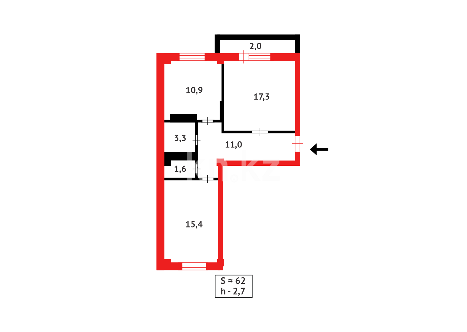 Продажа 2-комнатной квартиры, 61.5 м², ул. Молдагалиева - Продажа квартир в Астане фото 13 из 13