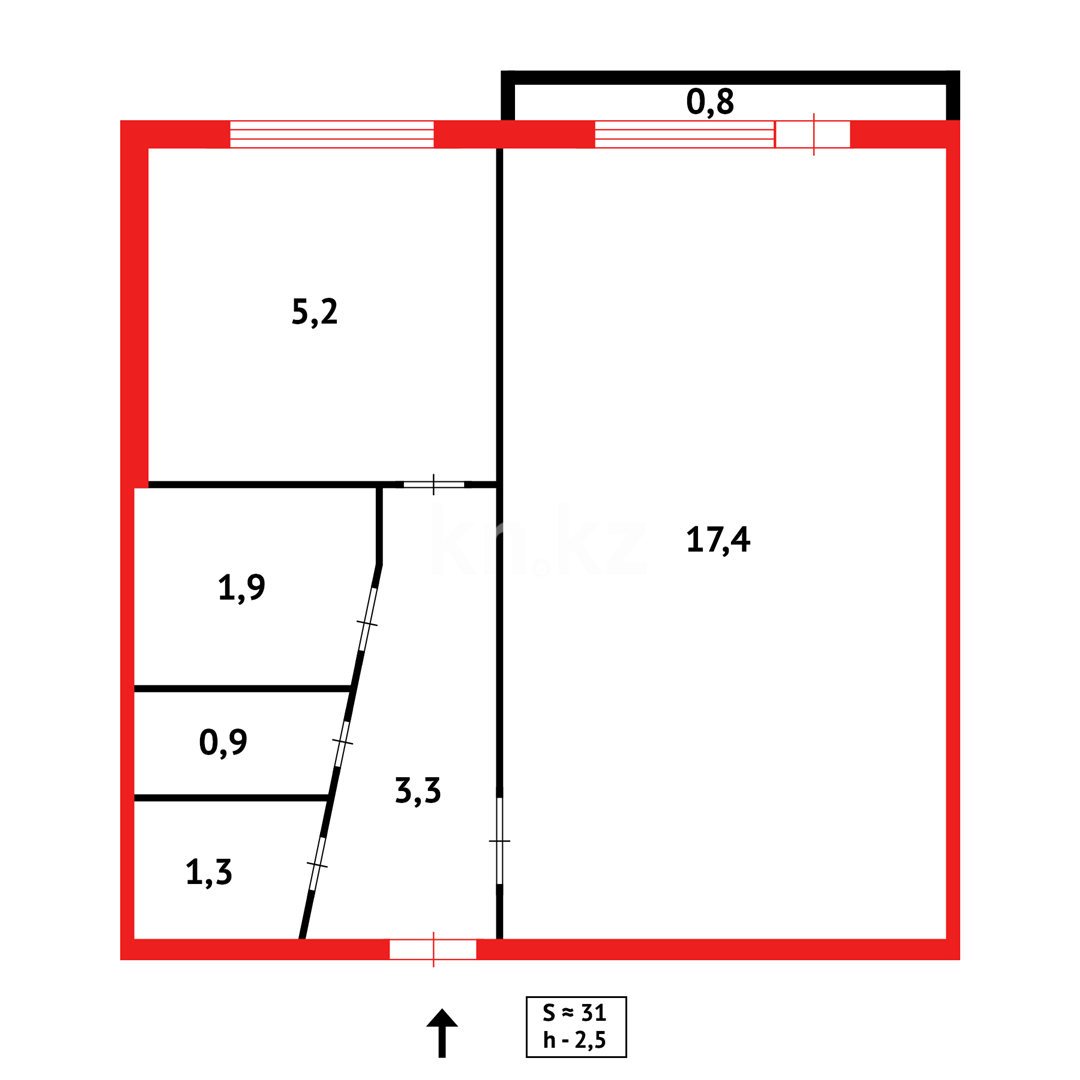 Продажа 1-комнатной квартиры, 30 м² - Продажа квартир в Казахстане - страница 5 фото 9 из 9