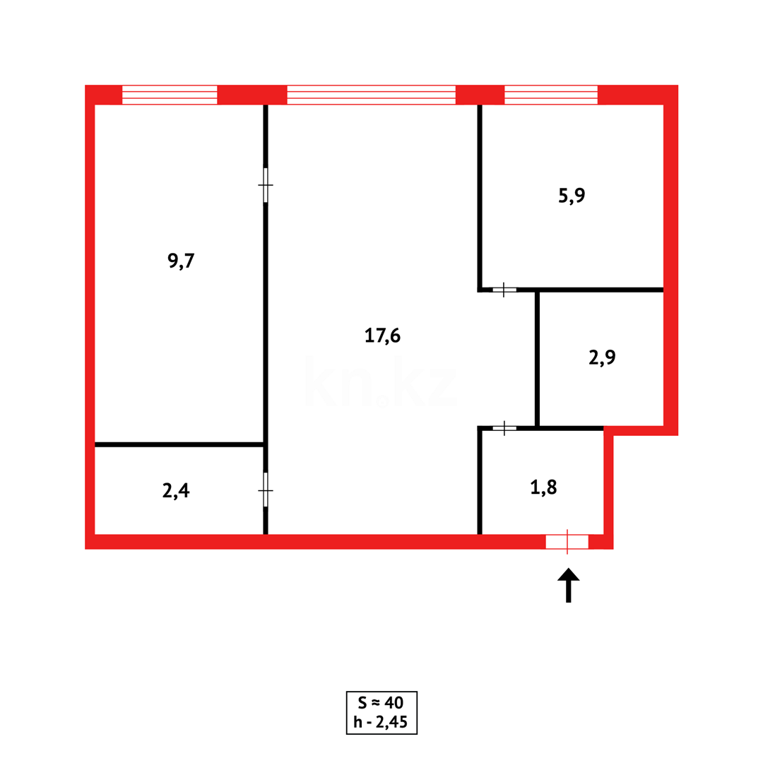 Продажа 2-комнатной квартиры, 40 м², ул. Мануильского в Караганде