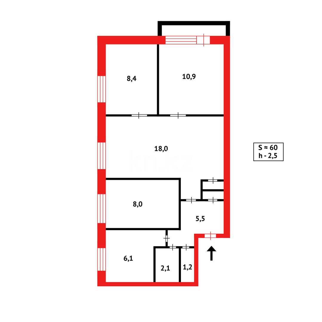Продажа 4-комнатной квартиры, 61 м², ул. Блюхера в Темиртау - фото 11