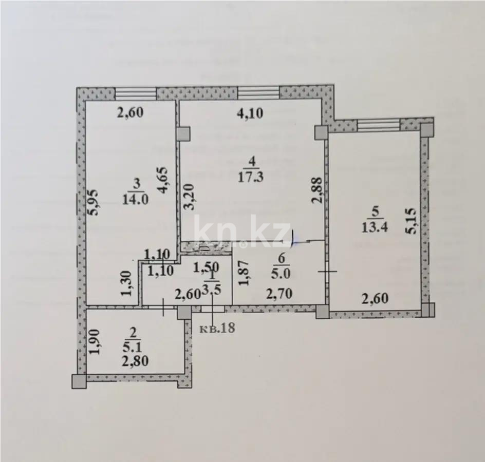 Продажа 3-комнатной квартиры, 58.3 м² - Продажа квартир в Алматы - страница 2 фото 2 из 2