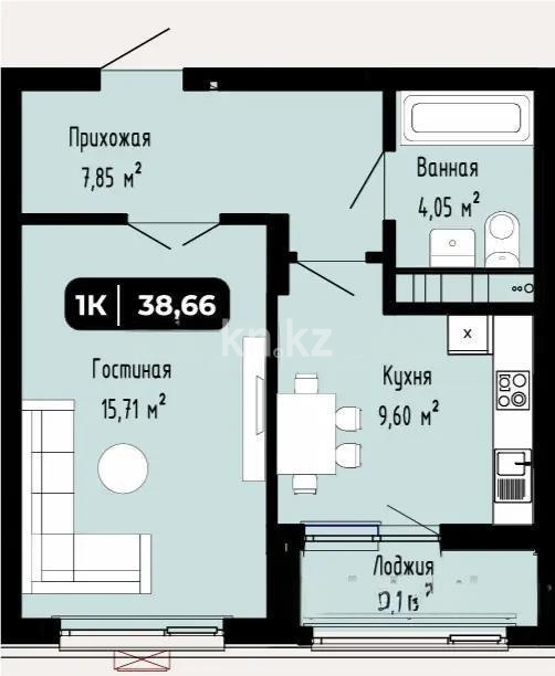 Продажа 1-комнатной квартиры, 40 м² - Продажа однокомнатных квартир в р-не Сарайшык Астаны фото 1 из 1