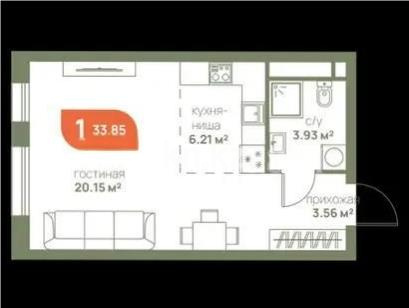 Продажа 1-комнатной квартиры, 33.85 м² - Продажа недвижимости в Алматы - страница 2 фото 1 из 2