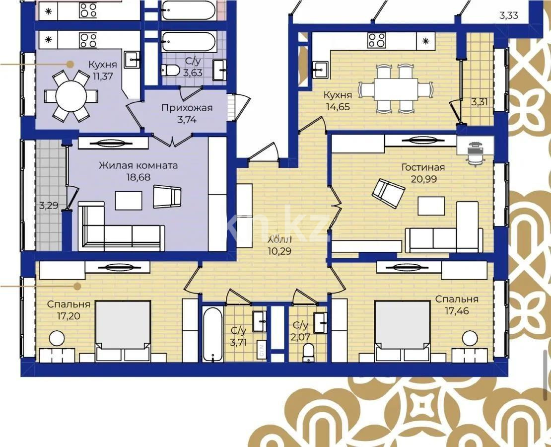Продажа 3-комнатной квартиры, 97 м², пр. Туран, дом  83/1 - Продажа  трехкомнатных квартир в Астане без посредников фото 1 из 1