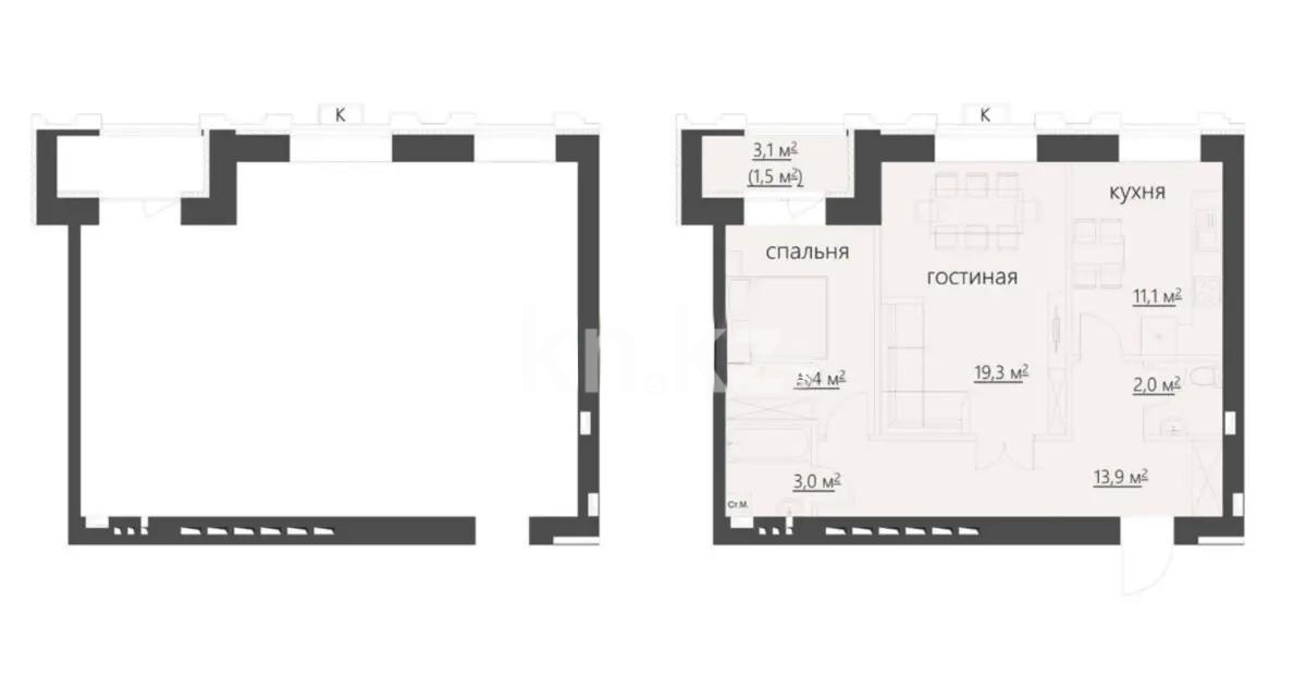 Продажа 2-комнатной квартиры, 65 м², 067 учетный квартал, дом  464/4 в Караганде