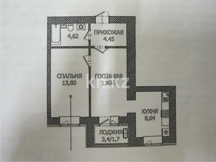 Продажа 2-комнатной квартиры, 47.1 м² в Астане
