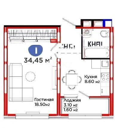 Продажа 1-комнатной квартиры, 34.45 м², пр. Момышулы, дом  25 - Продажа  однокомнатных квартир в новостройках Астаны без посредников фото 1 из 1