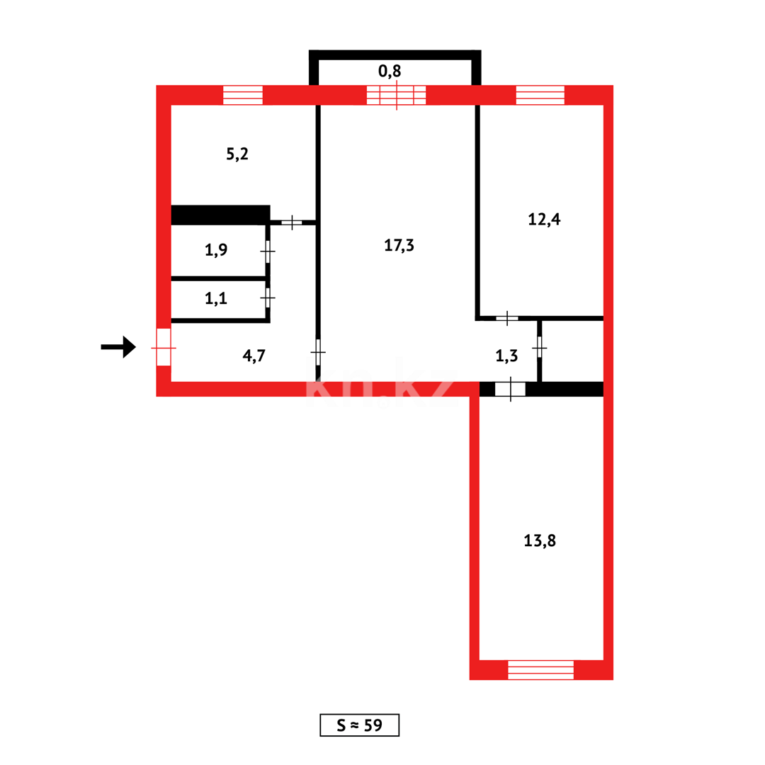 Продажа 3-комнатной квартиры, 60 м² - Продажа квартир в панельном доме в Темиртау - страница 3 фото 9 из 9