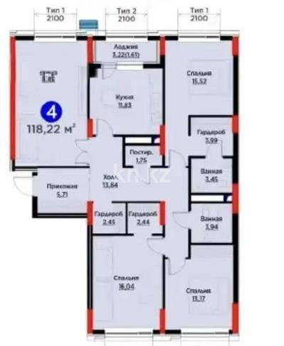 Продажа 4-комнатной квартиры, 118 м², ул. Нурмагамбетова, дом  17 стр - Продажа  четырехкомнатных квартир в новостройках Астаны без посредников фото 1 из 1