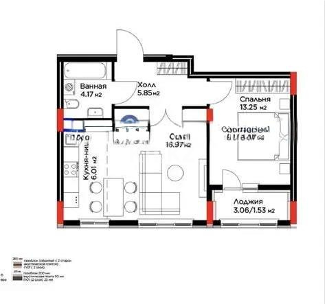 Продажа 2-комнатной квартиры, 47.78 м² в Астане