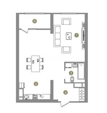 Продажа 1-комнатной квартиры, 48 м², пр. Райымбека, дом  210/б в Алматы