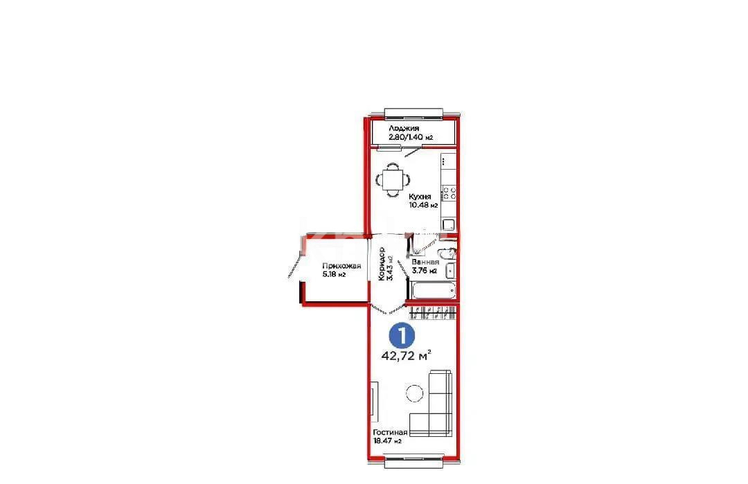 Продажа 2-комнатной квартиры, 42 м², пр. Улы Дала, дом  12 в Астане