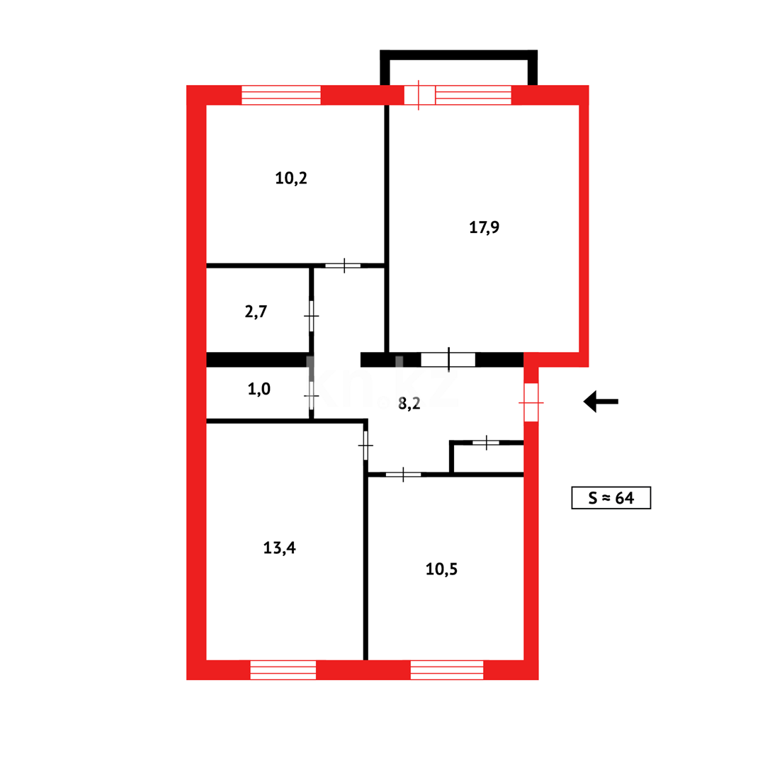 Продажа 3-комнатной квартиры, 64 м², пр. Момышулы в Темиртау - фото 14