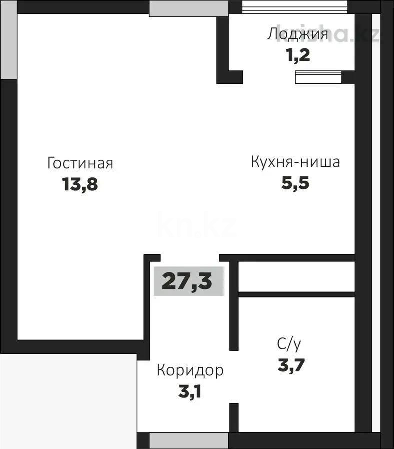 Продажа 1-комнатной квартиры, 27 м² в Астане
