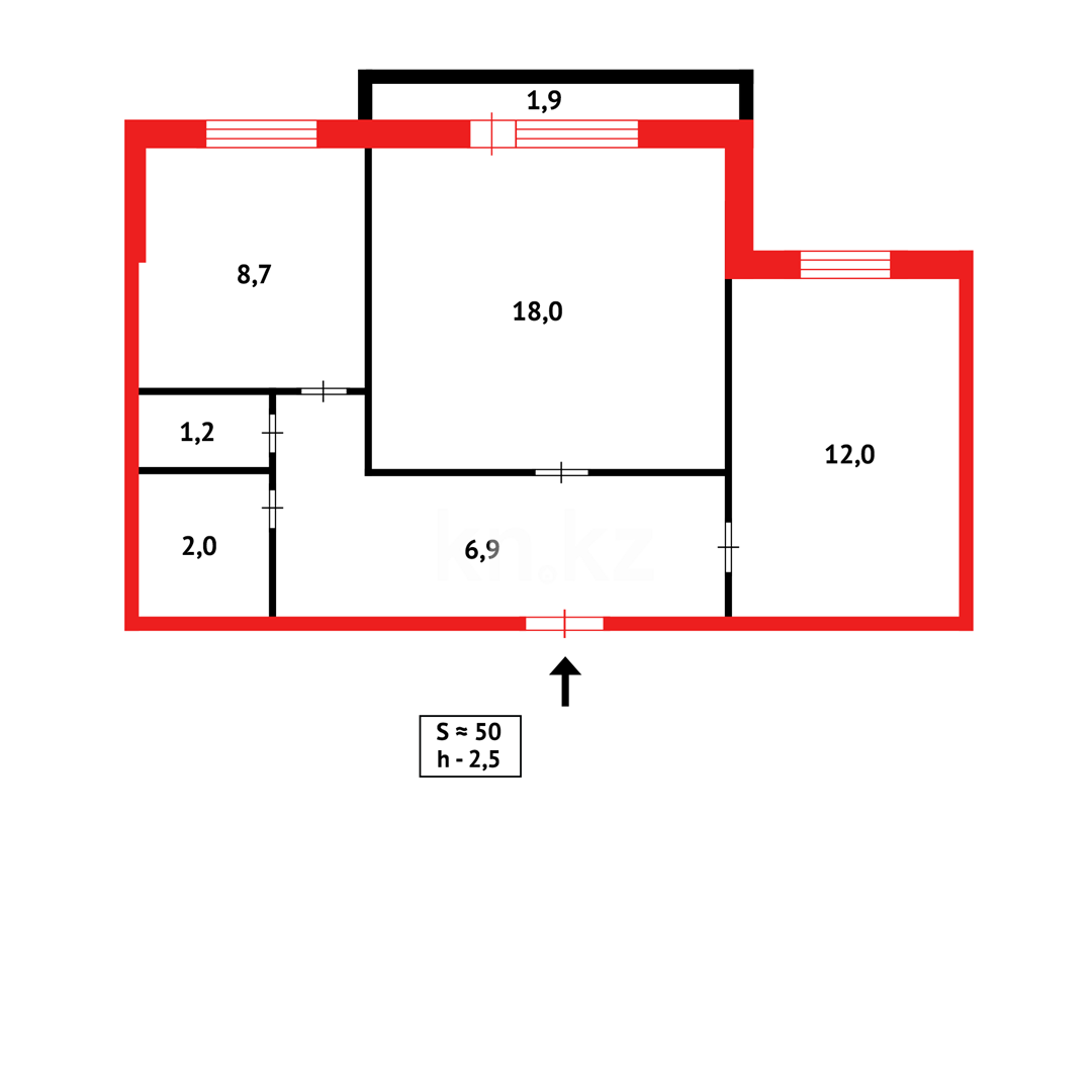 Продажа 2-комнатной квартиры, 53 м², ул. Чернышевского в Темиртау - фото 8