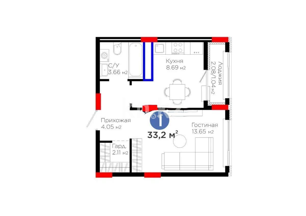 Продажа 1-комнатной квартиры, 33 м² - Продажа однокомнатных квартир от собственников в Астане - страница 65 фото 1 из 1