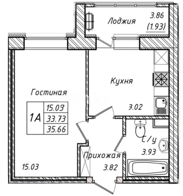 Продажа 1-комнатной квартиры, 35.6 м², ул. Айтматова, дом  33 стр - Продажа квартир в новостройках Астаны фото 1 из 1