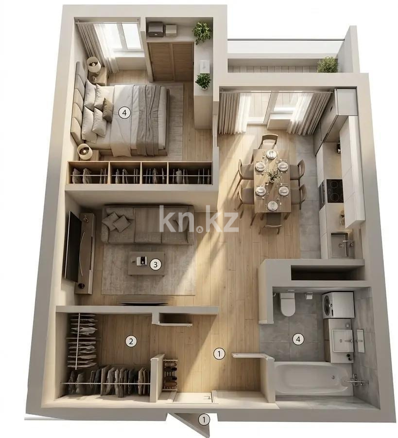 Продажа 2-комнатной квартиры, 45.5 м² в Алматы