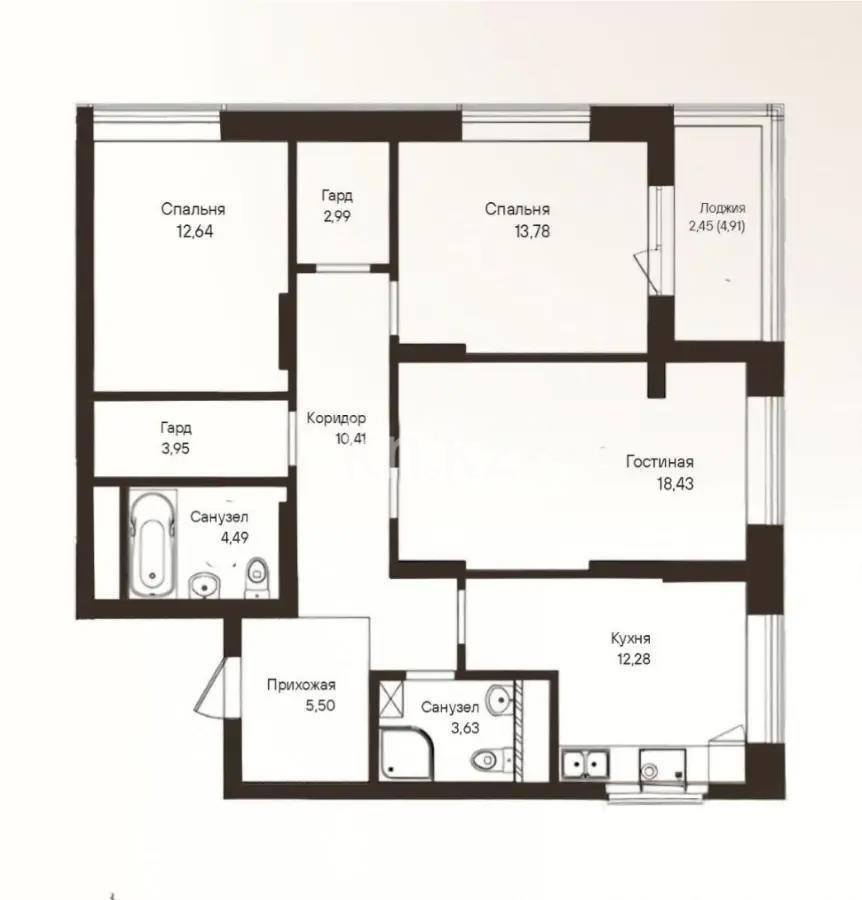 Продажа 3-комнатной квартиры, 93.3 м² - Продажа трехкомнатных квартир от собственников в Астане - страница 2 фото 1 из 1