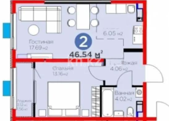 Продажа 2-комнатной квартиры, 46.6 м², ул. Белжайлау, дом  47а в Алматы