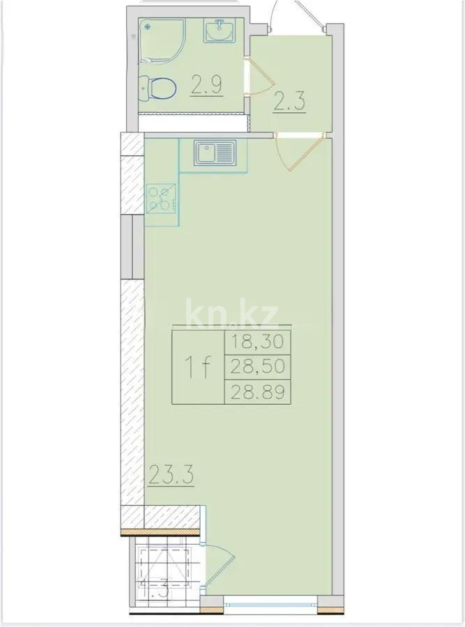 Продажа 1-комнатной квартиры, 29 м², ул. Ауэзова, дом  2/8 - Продажа квартир в Алматы фото 1 из 1