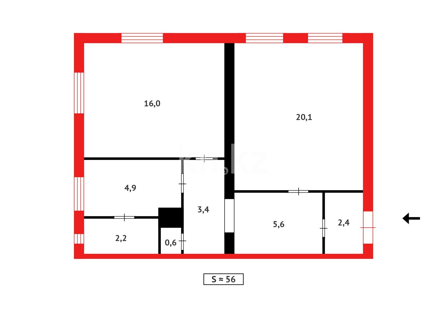 Продажа 2-комнатной квартиры, 56 м² в Темиртау - фото 10