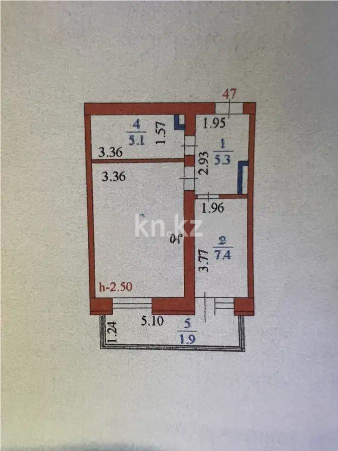 Продажа 1-комнатной квартиры, 37 м², ул. Карасай батыра, дом  22б - Продажа  однокомнатных квартир в Астане без посредников с фото фото 5 из 5