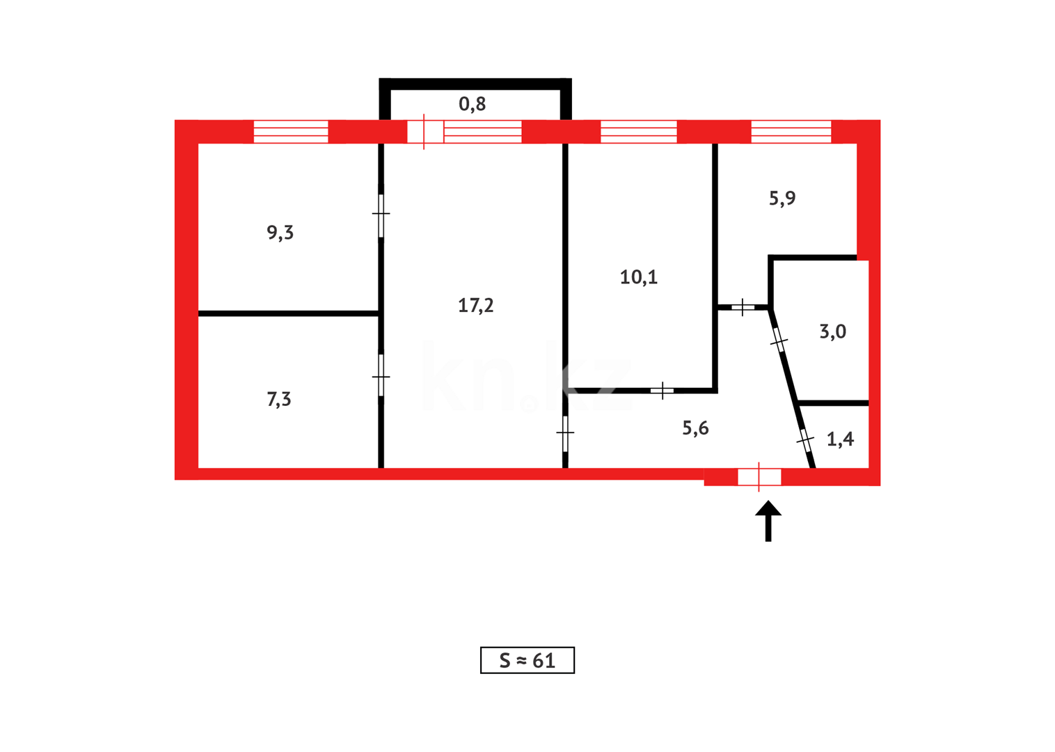 Продажа 4-комнатной квартиры, 61 м², пр. Н. Абдирова - Продажа  четырехкомнатных квартир в Караганде фото 14 из 14