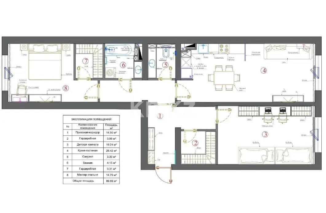 Продажа 3-комнатной квартиры, 90 м², мкр-н Думан-2, дом  64 - Продажа  трехкомнатных квартир в Алматы фото 1 из 1