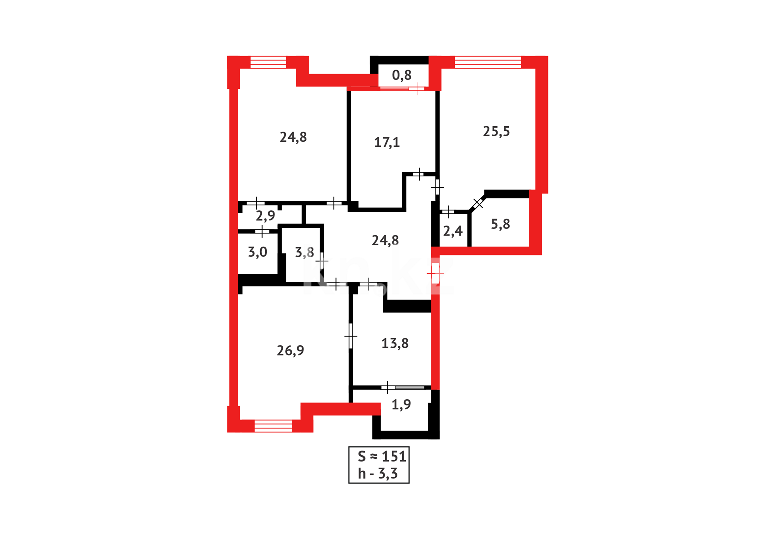 Продажа 4-комнатной квартиры, 151 м², пр. Кабанбай батыра - Продажа квартир в новостройках Астаны фото 12 из 12