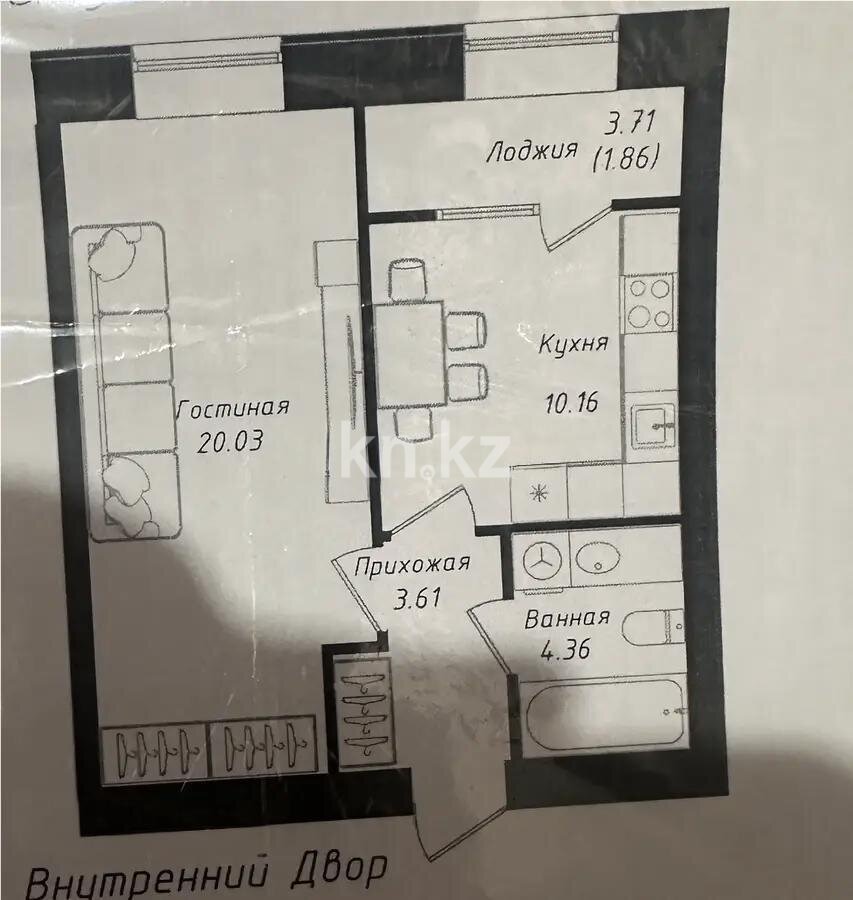 Продажа 1-комнатной квартиры, 40.5 м² в Астане