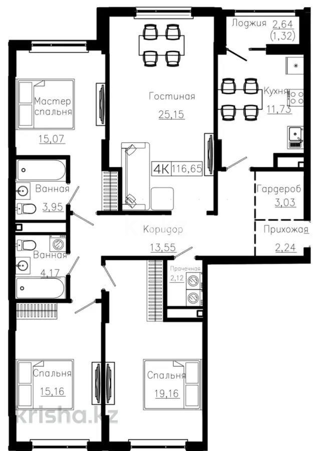 Продажа 4-комнатной квартиры, 113.66 м² - Продажа недвижимости в Казахстане - страница 30 фото 1 из 1