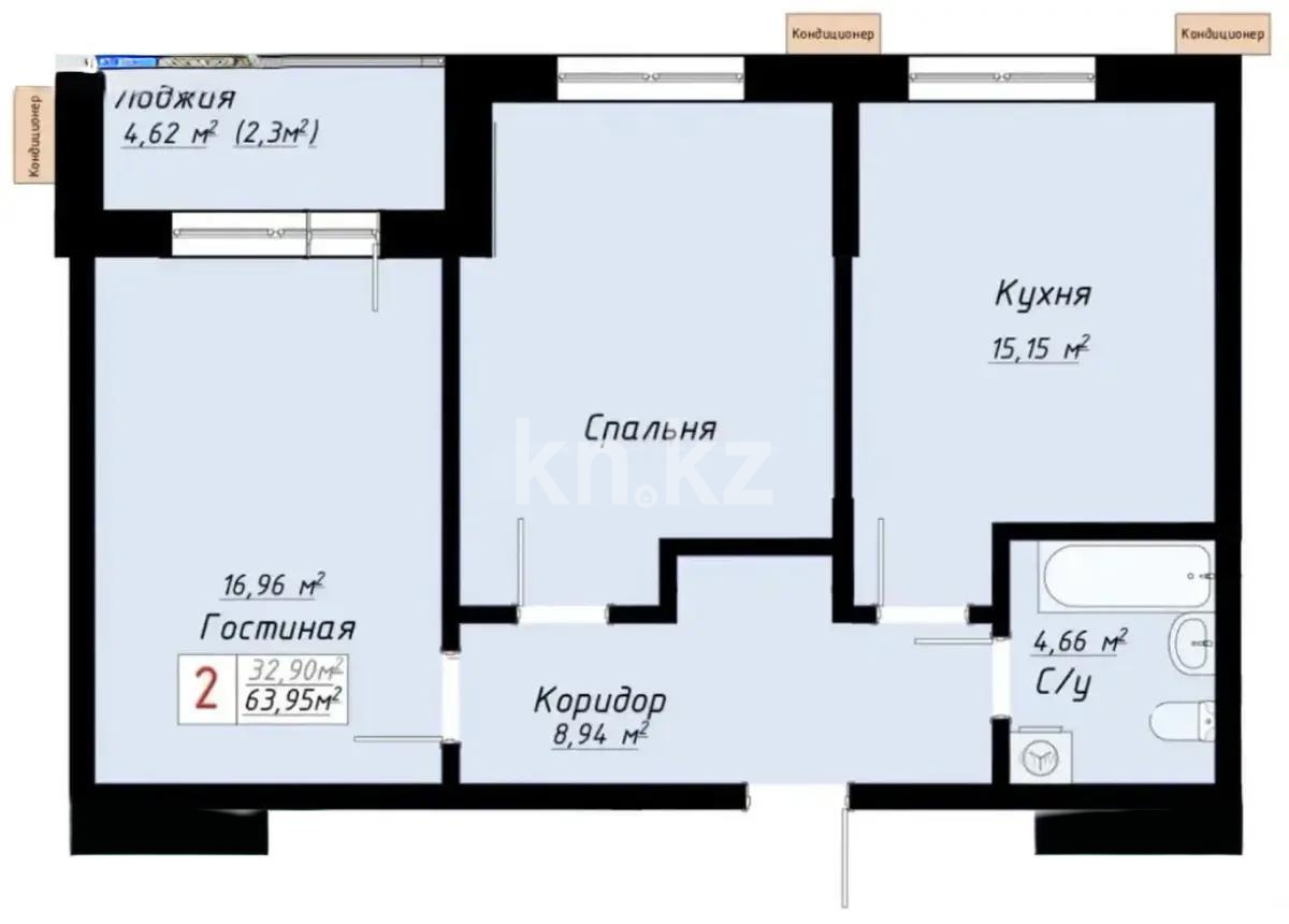 Продажа 2-комнатной квартиры, 64 м², ул. Айтматова, дом  57 стр - Продажа  двухкомнатных квартир в Астане фото 1 из 1
