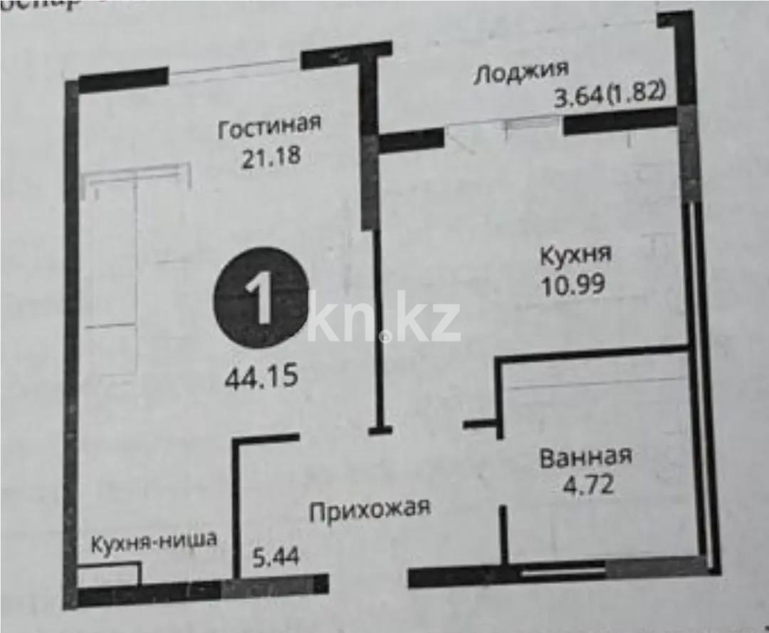 Продажа 1-комнатной квартиры, 44.15 м², ул. Е-429, дом  14 в Астане