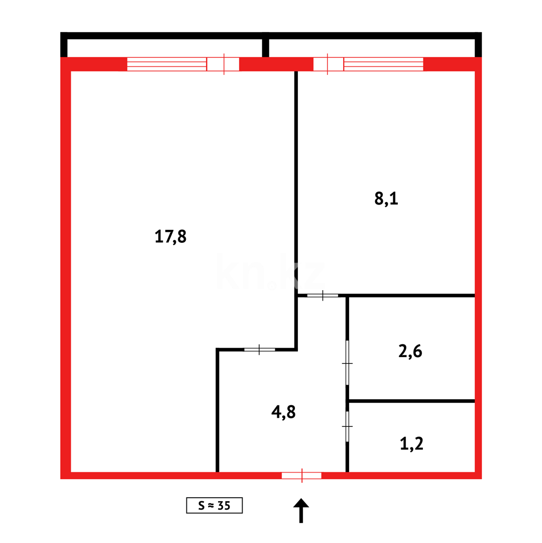 Продажа 1-комнатной квартиры, 35 м², ул. Ермекова - Продажа  однокомнатных квартир в Караганде фото 8 из 8