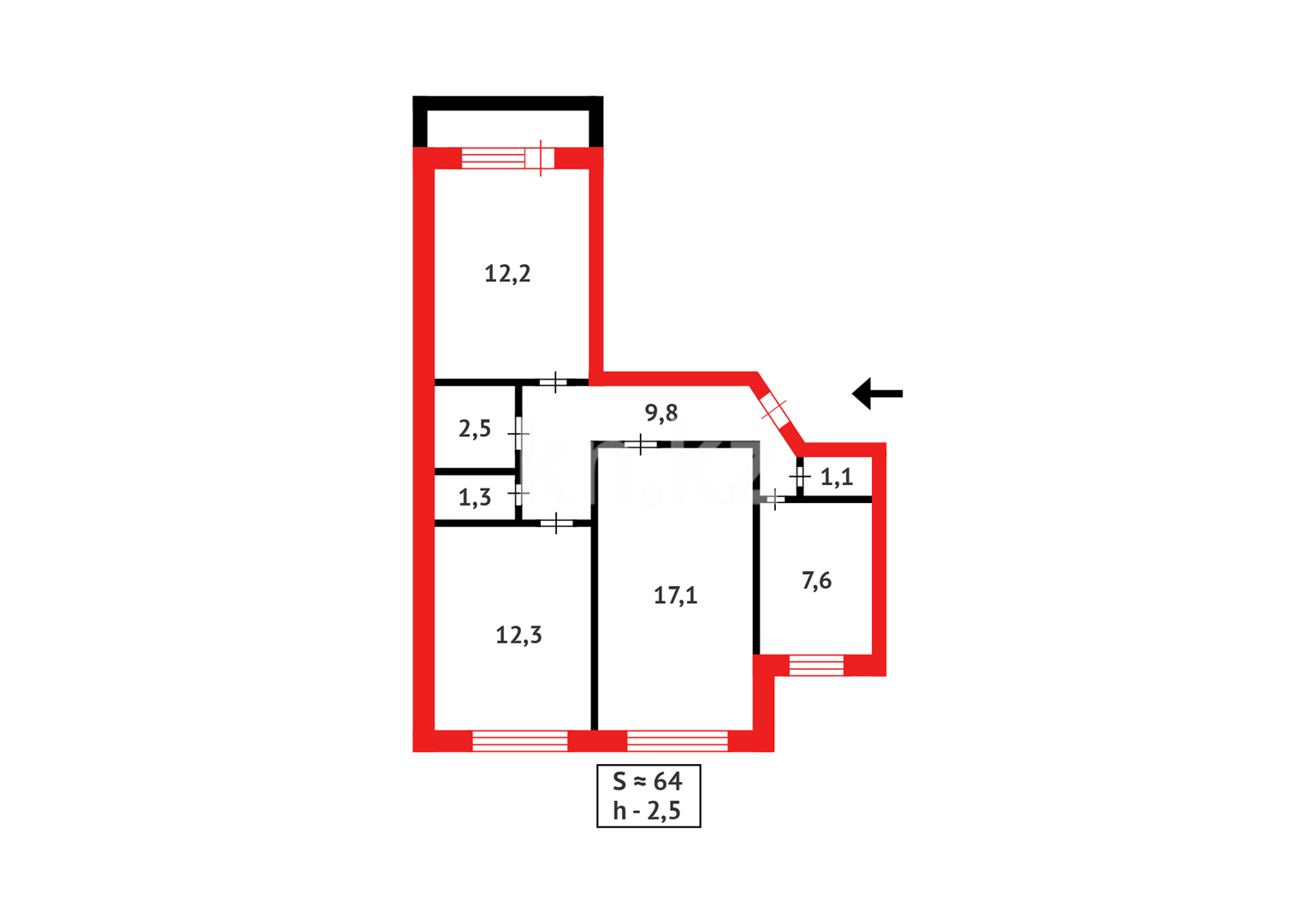 Продажа 3-комнатной квартиры, 64 м² - Продажа трехкомнатных квартир в Караганде - страница 31 фото 9 из 9