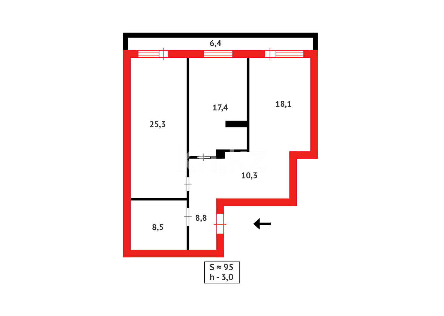 Продажа 3-комнатной квартиры, 95.3 м² - Продажа трехкомнатных квартир в Казахстане - страница 40 фото 14 из 14