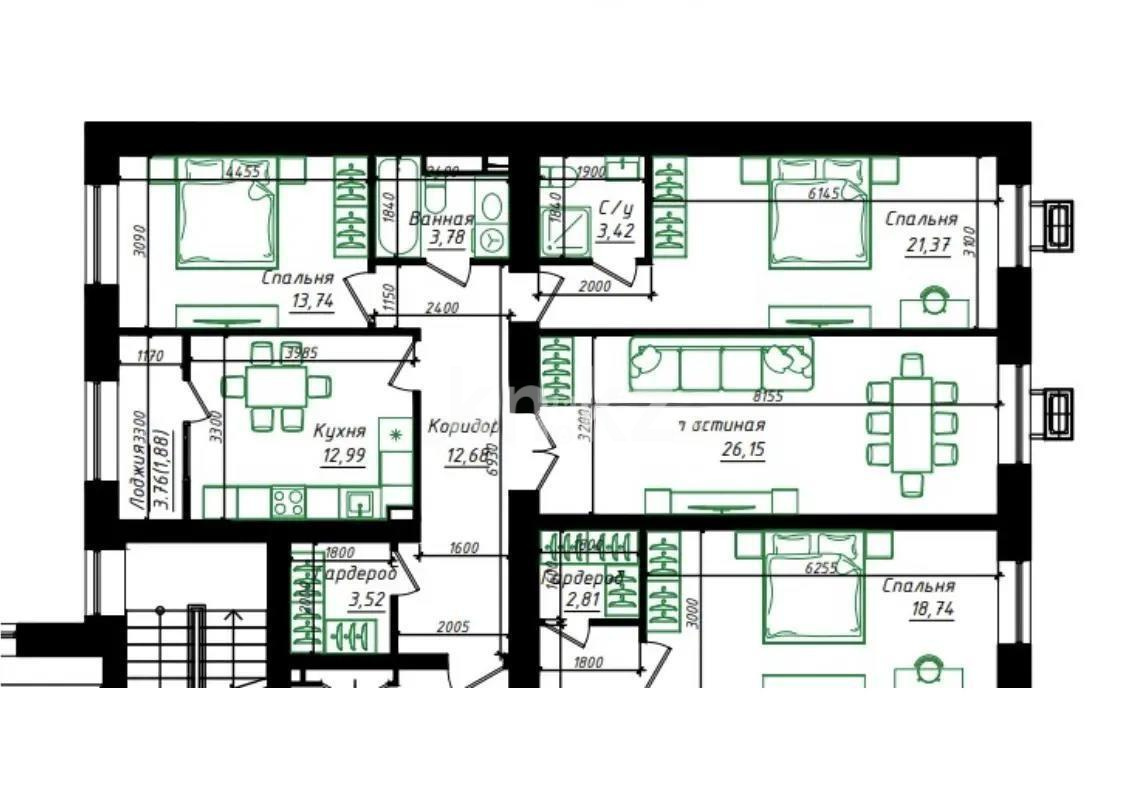 Продажа 3-комнатной квартиры, 99.53 м² в Астане