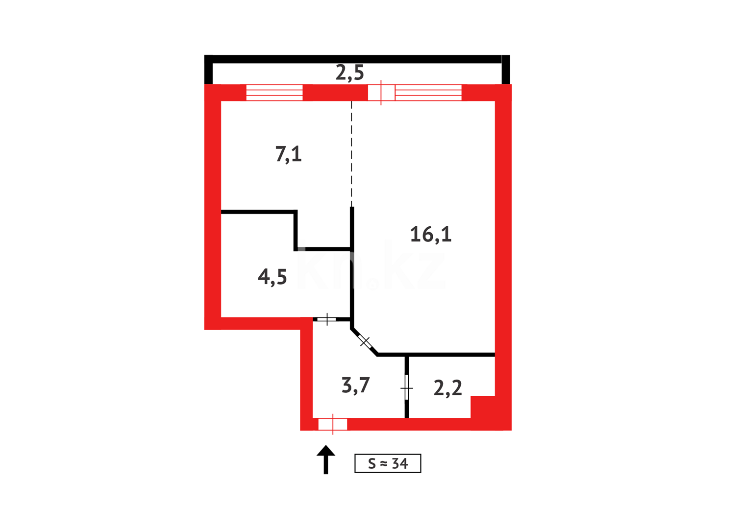 Продажа 1-комнатной квартиры, 33 м² - Продажа однокомнатных квартир в кирпичном доме в Темиртау фото 12 из 12