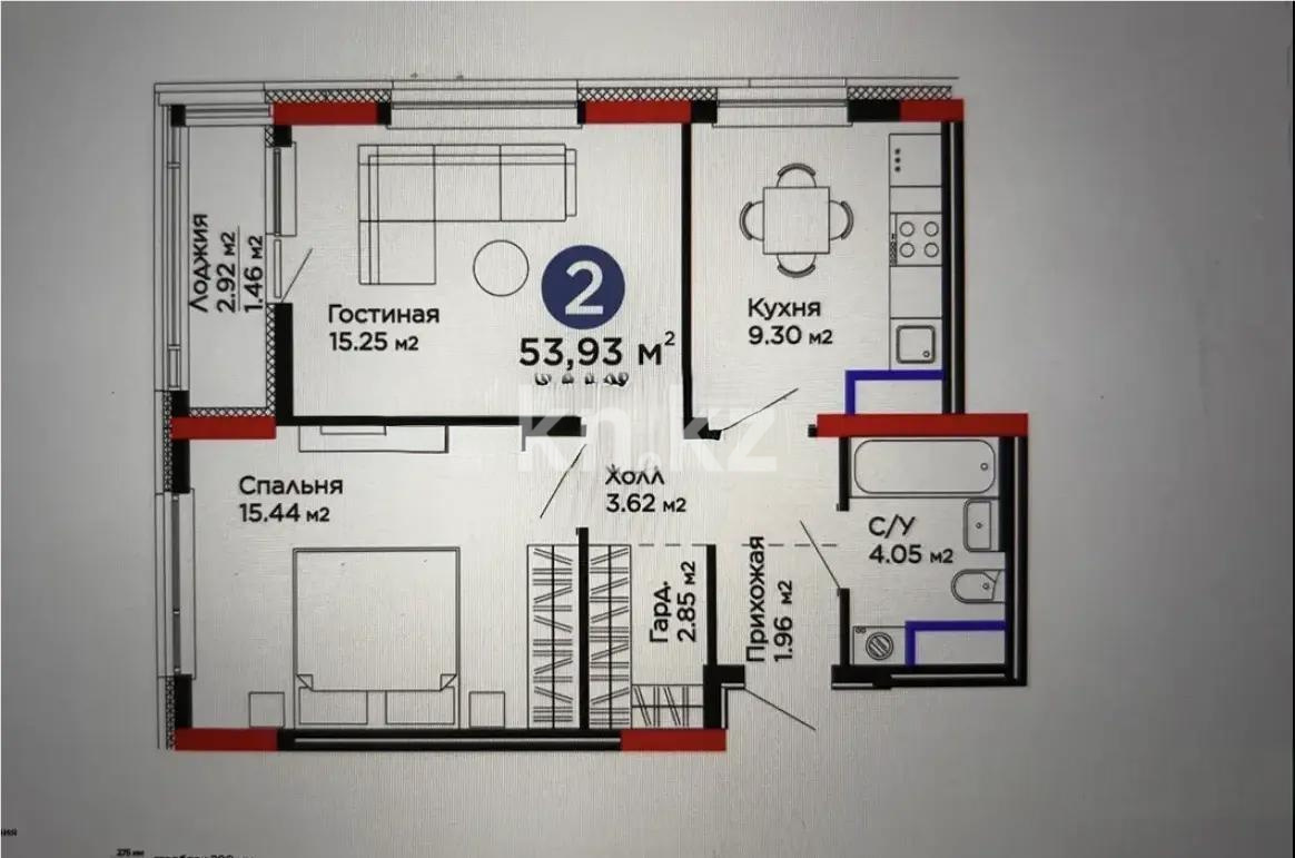 Продажа 2-комнатной квартиры, 54 м², ул. Мухаммед Али Джинна, дом  5 - Продажа квартир в Астане без посредников фото 1 из 1