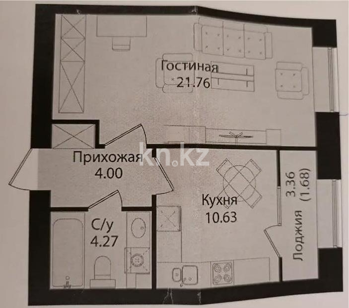 Продажа 1-комнатной квартиры, 42.3 м², ул. Айтматова, дом  77/7 - Продажа квартир в Астане без посредников фото 1 из 1